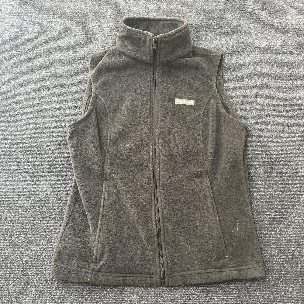 Columbia Fleece Vest Womens Medium Gray Full Zip Sleeveless Outdoor Layer Hiking